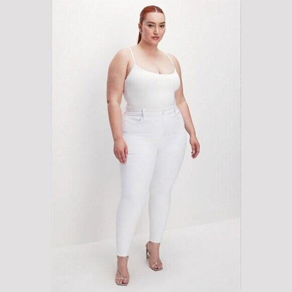 Good American Women’s Minimalist Chic White Crop Stretch Jeans Mid-Rise Size 24 - Picture 1 of 6